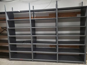 set of 3-- 6 feet tall 3 foot wide Metal shelf