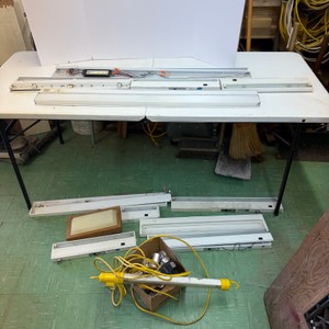 Lot of Fluorescent Light Fixtures and Electrical Lighting Parts