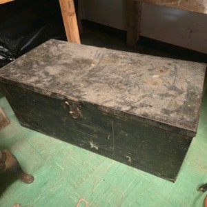 Black Metal Storage Chest with Handles