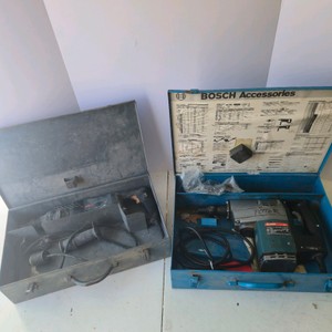 Lot of 2 Bosch Rotary Hammers with Metal Carrying Cases
