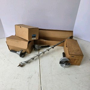 Lot of Woodworking Drill Bits and Cutting Tools with Storage Boxes