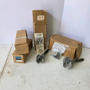 Lot of Woodworking Forstner Bits and Boring Accessories with Storage Boxes