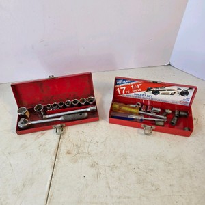 Lot of 2 Vintage 14 Drive Socket Sets with Metal Cases
