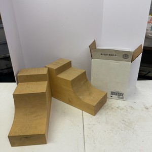 Lot of Wood Corbels and Plastic Storage Bin