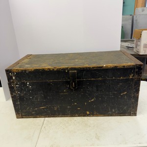 Black Wooden Storage Chest with Hinged Lid