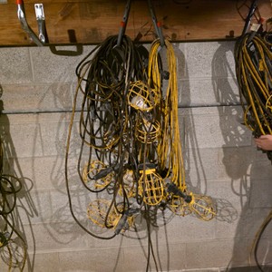 Lot of Extension Cords and Hanging Work Lights