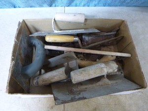 Flat of Assorted Cement Tools