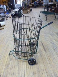 Wire Leaf Basket on 2-Wheel Cart