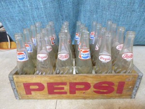 Vintage Pepsi Pop Crate with Bottles