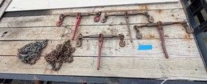 (2) Chains (4) Come-along pulleys
