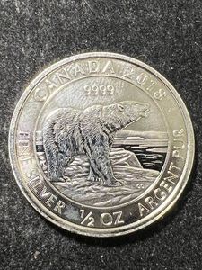 2018 CANADIAN POLAR BEAR HALF TROY OZ .9999 FINE SILVER