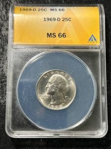 1969-D US WASHINGTON QUARTER ANACS MS66