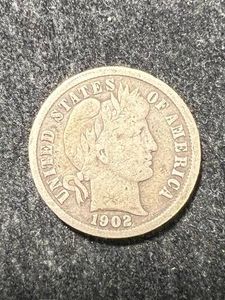1902 US BARBER DIME