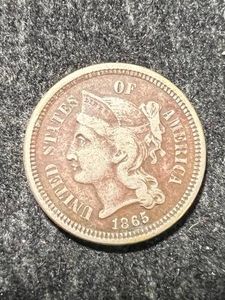 1865 US 3 CENT NICKEL