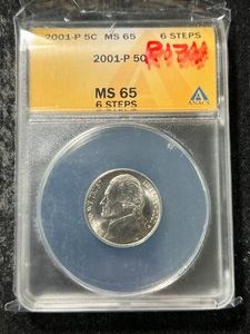 2001 US JEFFERSON NICKEL ANACS MS65 6 STEPS