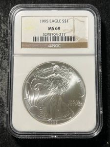 1995 AMERICAN SILVER EAGLE NGC MS69
