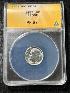 1957 US PROOF ROOSEVELT DIME ANACS PF67