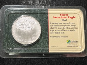 2008 AMERICAN SILVER EAGLE 1 TROY OZ .999 FINE SILVER IN CASE
