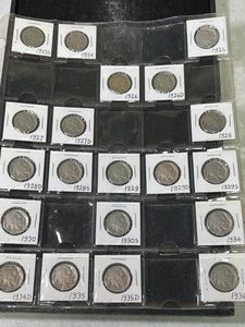 PAGE OF 20 US BUFFALO NICKELS 1923-1936