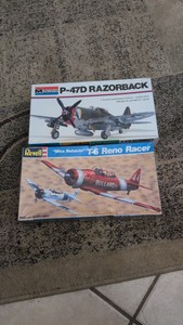 148 military airplane plastic model kit lot of two Reno racer razorback t-6 p-47d
