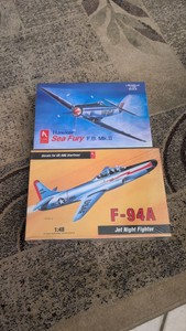 military plastic model kit. lot of two f-94a night fighter mk.iic fury hawker