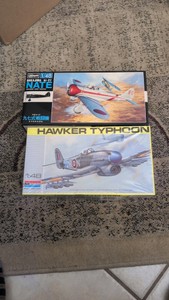 lot of two 148 military aircraft plastic model kit hawker typhoon nakajima Nate ki-27