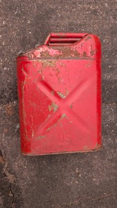 vintage WW2 military Jerry fuel gas can steel red