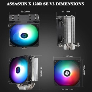Thermalright Assassin X 120R SE V2 CPU Cooler, 4 6mm Heat Pipes, 1550RPM Speed 120mm RGB PWM Quiet Fan CPU Cooler with S-FDB Bearing, for AMD AM4 AM5/Intel 1700/1150/1151/1200/1851