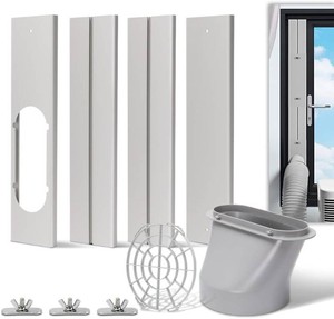 Portable Air Conditioner Window Kit with Coupler, 5.9 Inch Adjustable Window Seal Plate for AC Units, Universal Sliding AC Vent Kit for Ducting