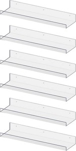 RLAVBL 6 Pack Acrylic Shelves, 15 Floating Wall Shelves for Bedroom, Living Room, Bathroom, Kitchen Storage