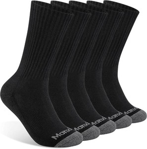 Monxiery Mens Cotton Moisture Wicking Cushioned Crew Socks, Athletic Performance Work socks