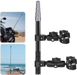 Motorcycle Handlebar Mount Dual Clamp Kit with 59 Invisible Selfie Stick - Anti-Slip Locking Mechanism for Insta360 X5X4X3X2GO3 & GoPro (Universal Bike Mount Accessories)