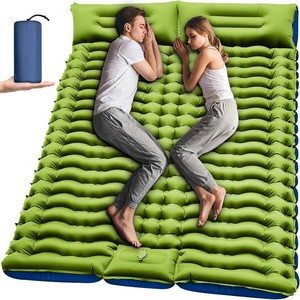 Yuzonc Double Sleeping Pad - Self Inflating 4 Extra-Thick for 2 Person with Pillow Built-in Foot Pump Inflatable Sleeping Mat for Backpacking, Hiking, Traveling, Tent, Portable Camping Mat