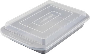 Farberware Nonstick Bakeware Rectangular Cake Pan with Lid, Cake Pans For Baking, 9-Inch x 13-Inch, Gray