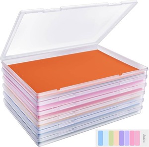 6 Pack Photo Storage Box, Fits 8 x 10 Photo, Large Plastic Scrapbook Paper Storage with Snap-Tight Latch, Clear Photo Organizer for Protecting Photo, Craft, Scrapbook, Office Supply, A4 File