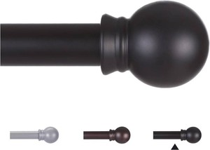 Thestoa Curtain Rods for Windows 48 to 84-92 inch, 58 Matte Black Curtain Rod, Stainless Steel Small Curtain Rods for Bedroom, Living Room,Kitchen,Farmhouse, Outdoor Curtain rod Black