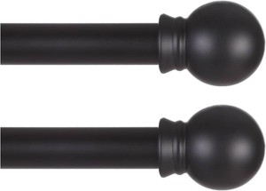 Thestoa Black Curtain Rods 2 pack for Windows 30-62 inch Adjusts Length by Splicing, 58 Diameter Matte Black Small Curtain Rods for Bedroom, Living Room, Kitchen, Outdoor, Farmhouse