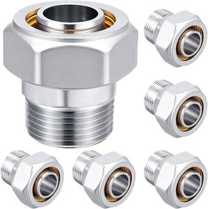 Yaocom 6 Pcs 34 Straight Air Piping Fittings, Brass-nickel Plated, 200psi, Tubing Fittings for Shop Compressed Air Line System Kit