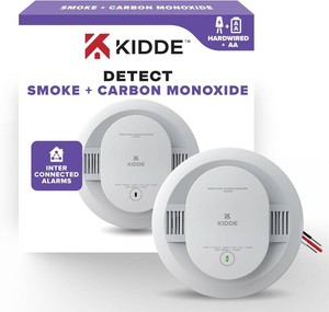 Kidde Smoke and Carbon Monoxide Detector, Hardwired with AA Battery Backup, LED Status Lights, Interconnected, 85 dB Alarm, 5 inches, 30CUAR, 1 Pack