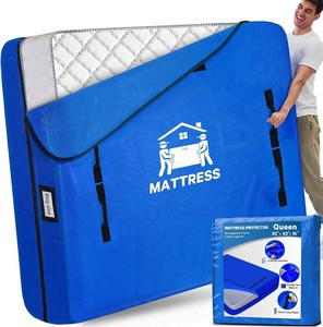 BETU Mattress Bags for Moving, Mattress Protector Waterproof Mattress Cover Queen Size Storage Bags with 8 Heavy-Duty Handles and Zipper for Bed Extra Thick Large Reusable (82x62x15 Blue)