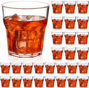 Tioncy 30 Pcs Acrylic Whiskey Glasses 9oz Shot Glasses for Liqueur Unbreakable Stackable Beer Glass for Man Drinking Water Vodka Cocktail Beer Party Bar