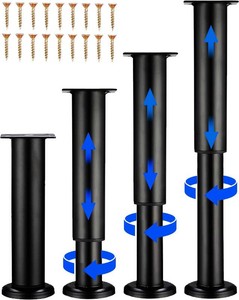 4 PCS Adjustable Height Bed Support Legs with 18PCS Screws for Bed FrameBed Center Slat, Heavy Duty Furniture Replacement Legs 7.08-12.2 inch for SofaCabinetCouchDresserTable (Black)