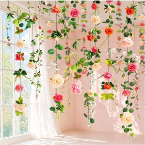 6 Pcs 35.4 ft Artificial Flower Garlands Hanging Wildflower Vines for Wedding Arch Decor Floral Backdrop Wall Fake Flowers for Bridal Shower Home Garden Party Decorations