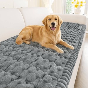 Smiry Non Slip Couch Covers for Dogs, Scratch Resistant Pet Sofa Protector, Machine Washable Soft Fuzzy Thick Furniture Cover for Sofa Loveseat Sectional Large Dogs (Grey, 27.6 x 88)