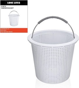 8 Inch Pool Skimmer Basket Compatible with Pentair 85014500 and S200B200, Built-in Weight, Stainless Steel Handle with Rubber Grip