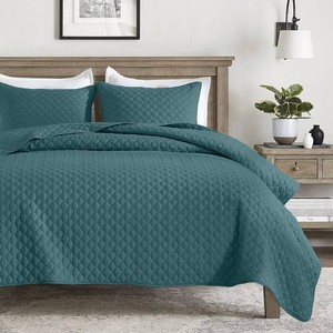 HORIMOTE HOME Quilt Queen Size Teal Blue, Lightweight Quilts for Summer Ultra-Soft Microfiber Modern Style Quilted Clouds Pattern Bedspread Quit Set 3 Pieces(1 Quilt and 2 Pillow Shams)