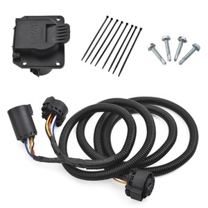MITZONE 7-Foot 7-Pin Vehicle-Trailer Wiring Plug Harness Extension Compatible with ChevyDodgeFordGMCNissanToyotaRam for Fifth-Wheel and gooseneck Trailers Truck Bed Extension 56070
