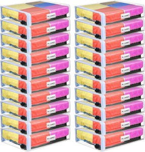 Kenning 20 Pcs Clear Zippered Storage Bags for Sheet Plastic Sweater Bag with Handle and Label Pocket Vinyl Stackable Closet Organizer Moving Bag for Bed Blanket Clothes Pillow(White,11 x 15 x 4 Inch)