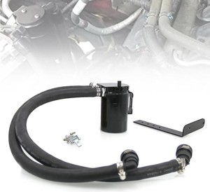 RULLINE Oil Catch Can Kit Oil Separator Reservoir Tank Engine Polish Baffled Compatible with Ford F150 2.7EB 3.5EB 5.0 Passenger Side 2011-2019 Aluminum Black