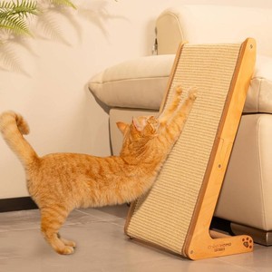 CHEERHOME PETS Sisal Cat Scratcher Ramp for Indoor Cats, 24.8 L Shape Cat Scratching Post Climbing Vertical Cat Scratch Pad, Solid Wooden Cat Furniture(Standard)